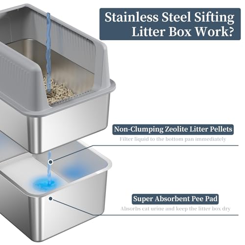 19.7''x13.8''x13.8'' Enclosed Stainless Steel Litter Box with Lid