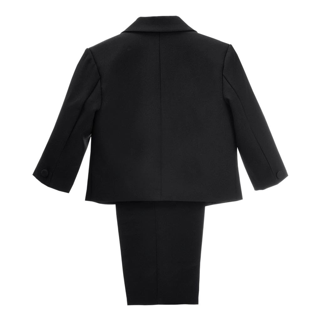 Lito Angels Baby Boy Formal Dress Suit Wedding Outfit Wear, 5 Pieces Set (Blazer, Shirt, Waistcoat, Trousers, Bow Tie) Age 12-18 Months, Black, 057 (Tag Number 01)