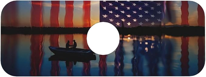 Fishing Red USA Flag Kitchen sink faucet pad, strong water absorption, anti slip