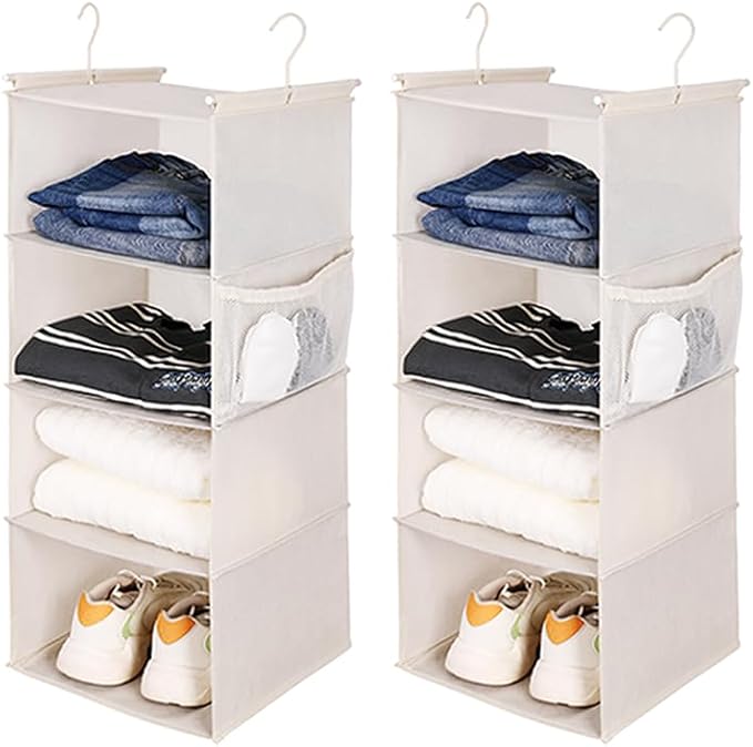 MAX Houser 4 Tier Shelf Hanging Closet Organizer, Closet Hanging Shelf