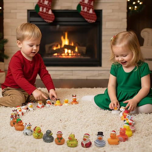 4E's Novelty Christmas Advent Calendar 2025 Kids with Christmas Rubber Ducks for Toddlers, 24 Days Christmas Countdown Calendar Toy & Gifts for Boys & Girls, Jeep Ducks