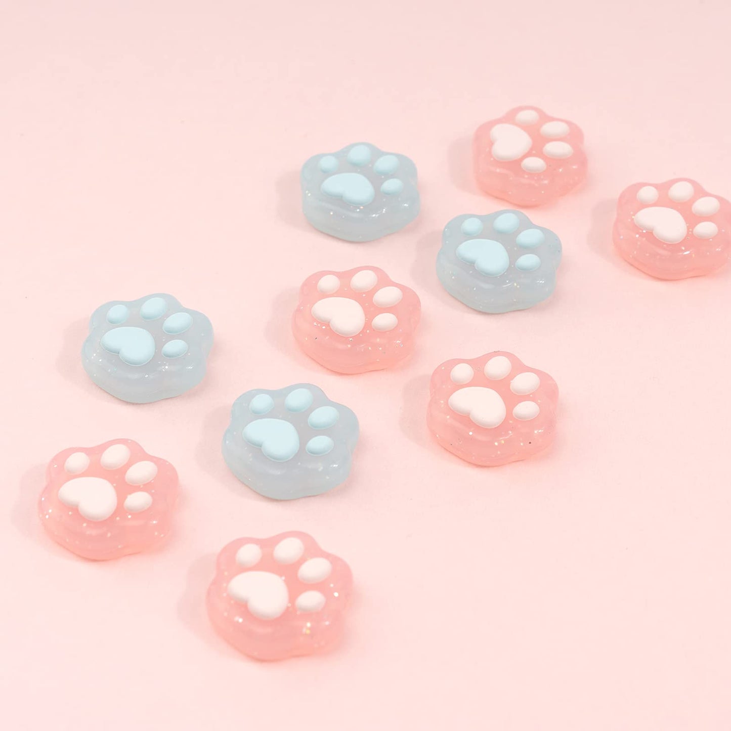 GeekShare Cat Paw Shape Thumb Grip Caps,Soft Silicone Joystick Cover Compatible with Switch/OLED/Switch Lite,4PCS (Glitter)