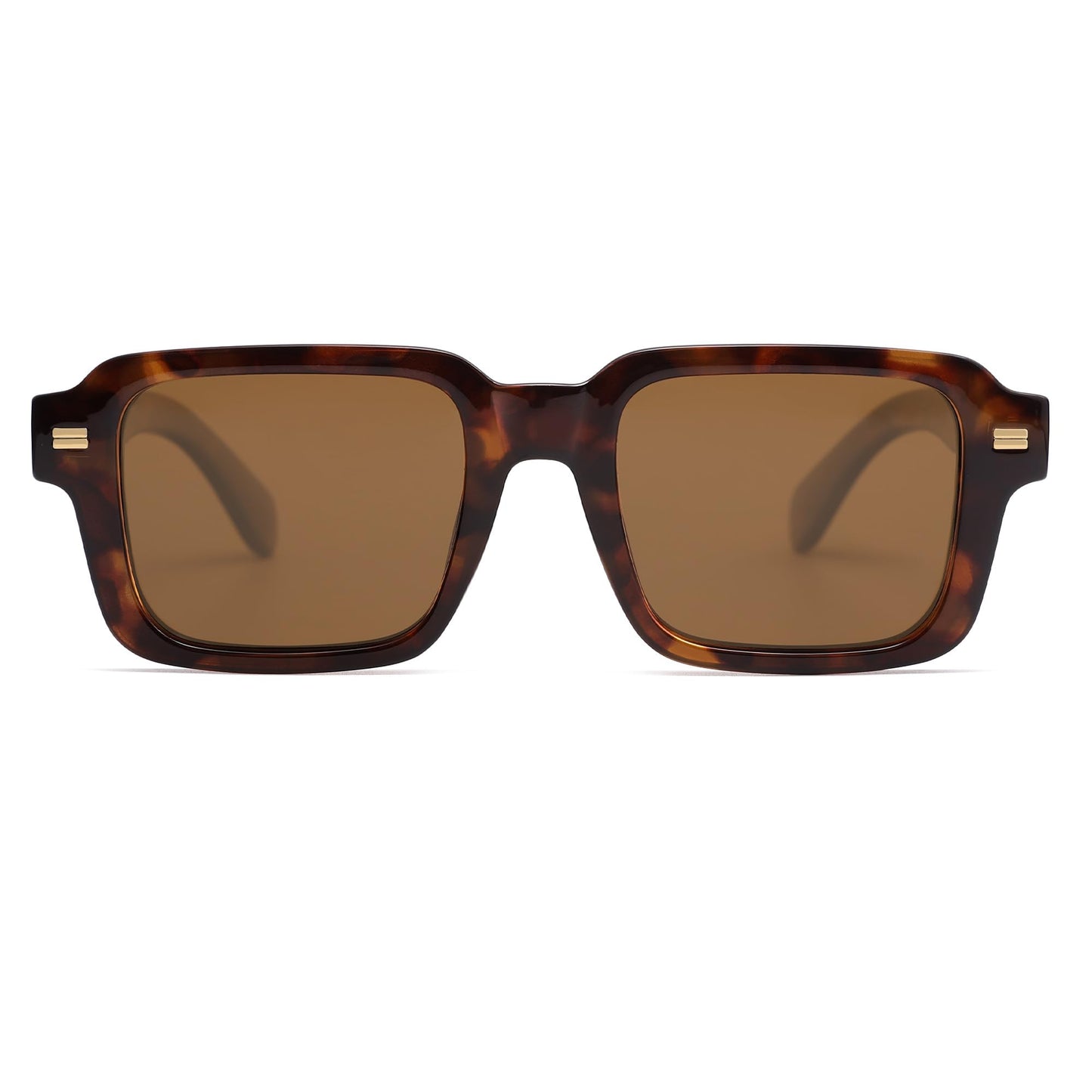 SOJOS Trendy Square Polarized Sunglasses for Women Men, 70s 80s Retro Vintage Rectangle Shades SJ2345, Brown tortoise/Brown