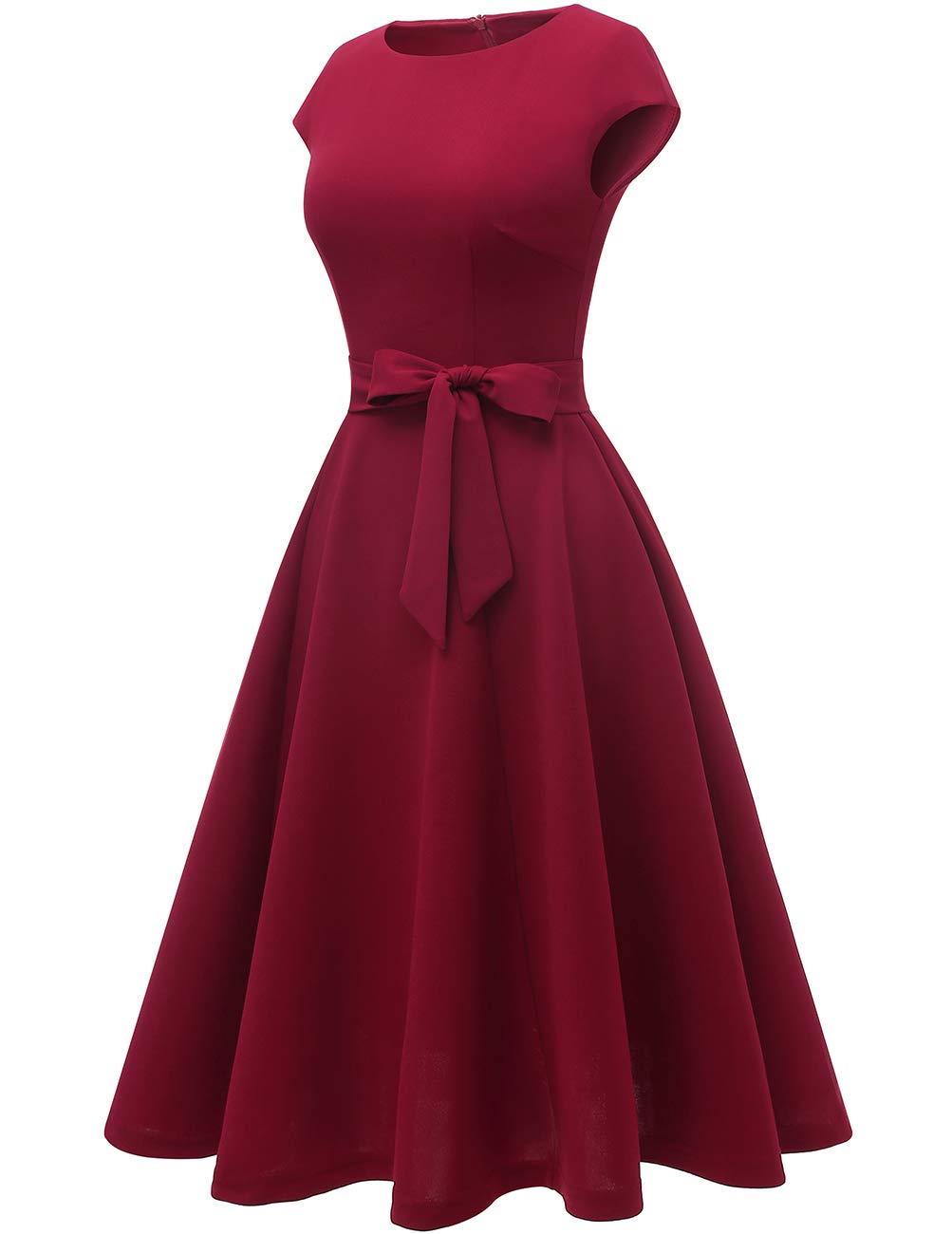 DRESSTELLS Red Christmas Holiday Party Cocktail Dresses for Women Wedding Guest Mother Bride Formal 1950s Aline Midi Evening Gown Burgundy XL