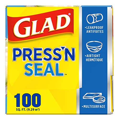 Glad Press'N Seal Plastic Food Wrap, 100 Square Foot Roll, Pack of 3, (Package May Vary)