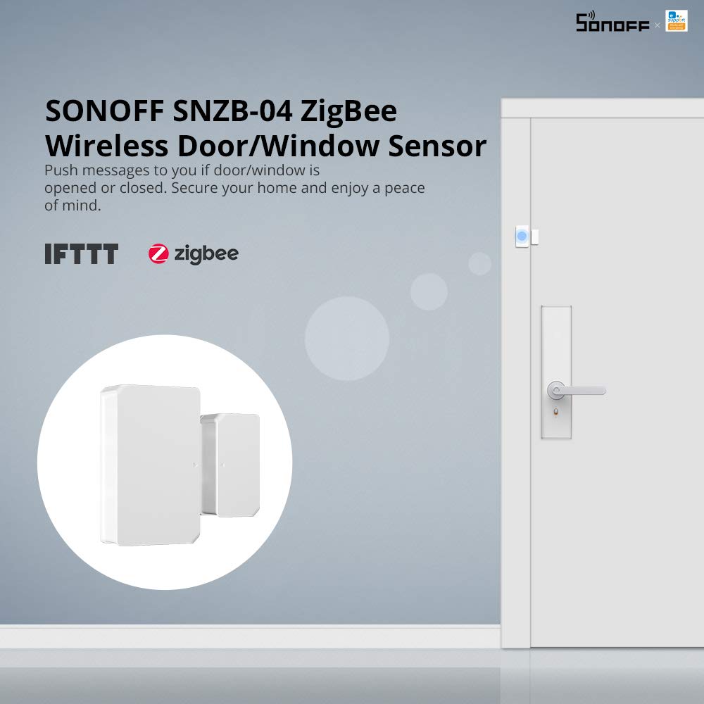 SONOFF SNZB-04 ZigBee Wireless Door and Window Sensor 2-Pack, Burglar Alarm for Home Security, Compatible with Alexa Google Home, SONOFF Zigbee Bridge Required