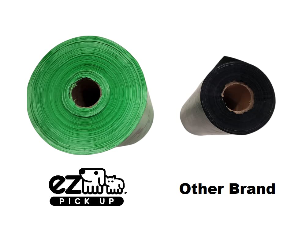 1000 Pet Waste Disposal Dog Poop Bags, EZ Pickup Bags Green (single roll, not on small rolls)