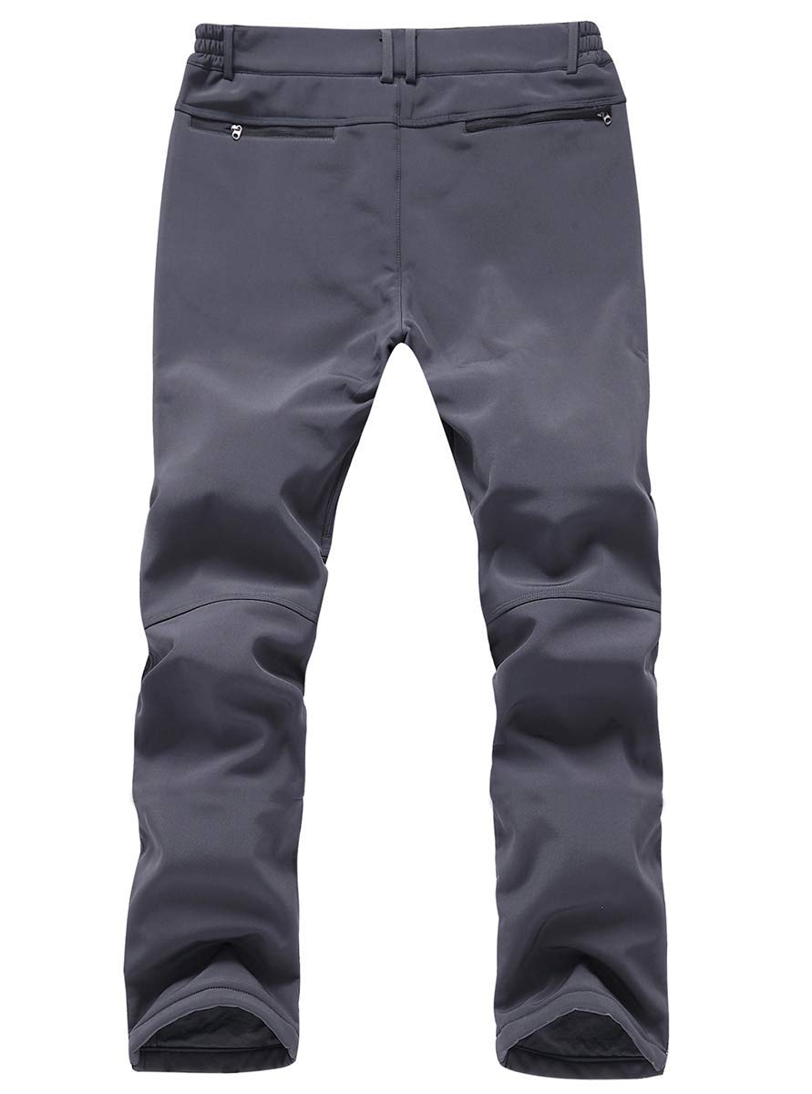 Gash Hao Mens Snow Ski Waterproof Softshell Snowboard Pants Outdoor Hiking Fleece Lined Zipper Bottom Leg (180Grey, 32W x 32L)