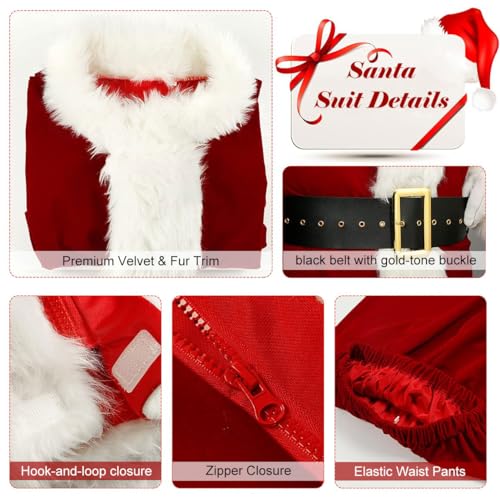dgdgbaby Santa Claus Costume for Men Women Adult - 9pc. Deluxe Costume Santa Suit Outfit