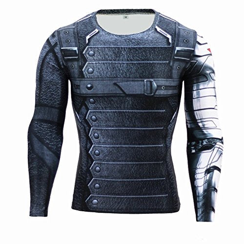 Cosfunmax Super Hero Compression Sports Shirt Men's Long Sleeve Fitness Tee Gym T-Shirt M