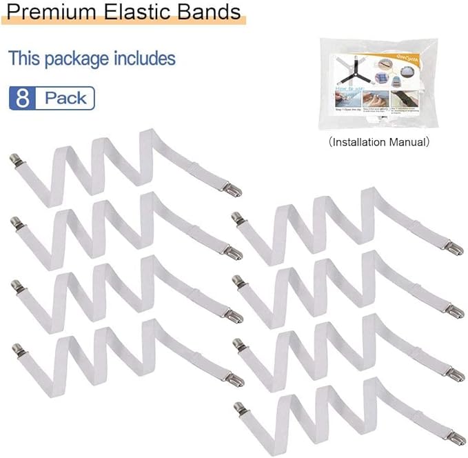 8Pcs Adjustable Bed Sheet Straps Clips, Elastic Mattress Sheet Fasteners Holder