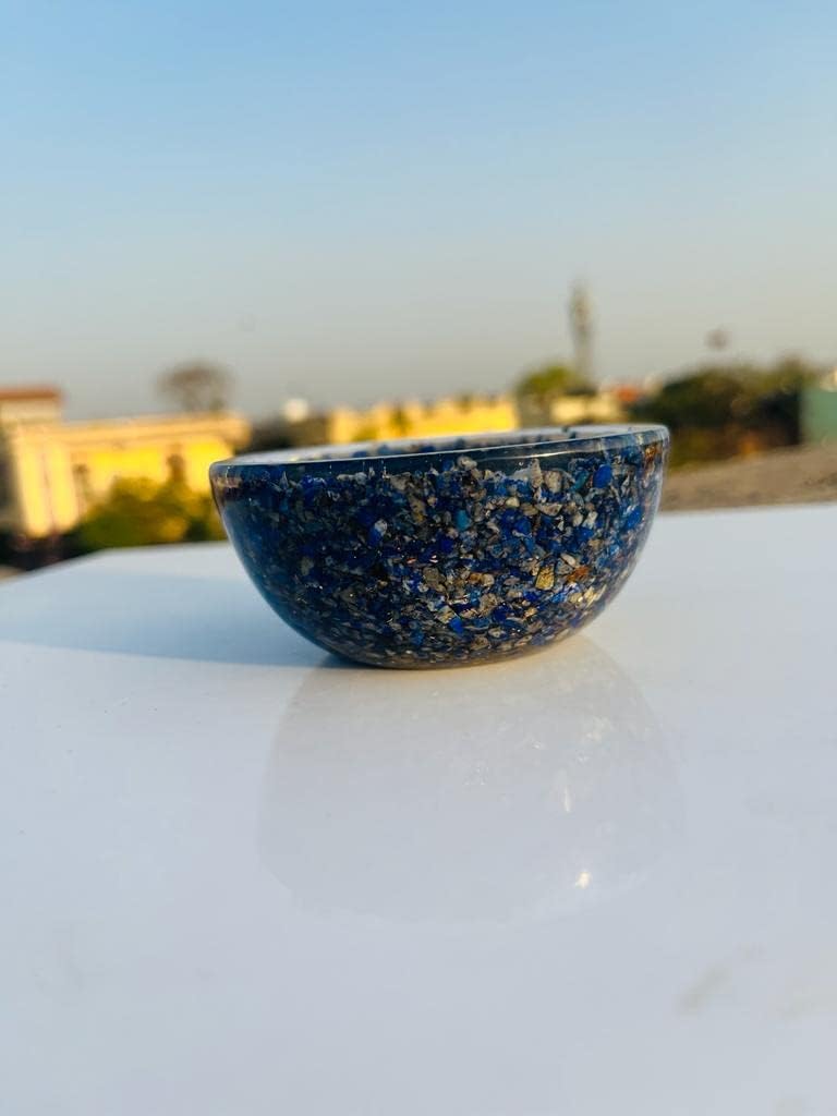 Lapis Lazuli Crystal Bowl Orgone Handmade for Cleansing, Charging, Smudging, Healing, Decoration or Gift - Crystals Holder 2.75-3 Inches