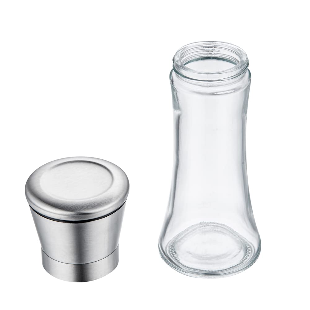 Restaurantware Vetri 6.3 Ounce Kitchen Salt And Pepper Shaker 1 Table Salt Shaker With Lid - Clear Finish Glass Pepper Shaker Refillable Diswashable