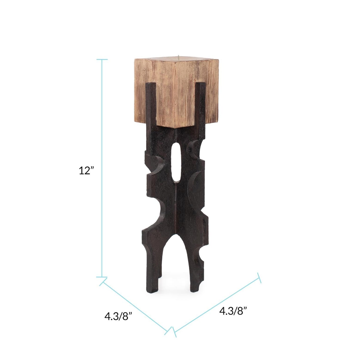 Howard Elliott Collection Cade Architectural Pillar Candle Holder, Black and Sand Modern Industrial Geometric Base Decorative Centerpiece for Living Room, Dining Table & Hallway Decor, Tall