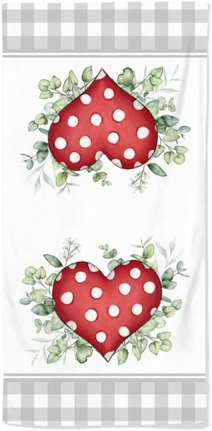 Valentine Bathroom Hand Towels, 2 Packs Decorative Pink Love Heart Kitchen