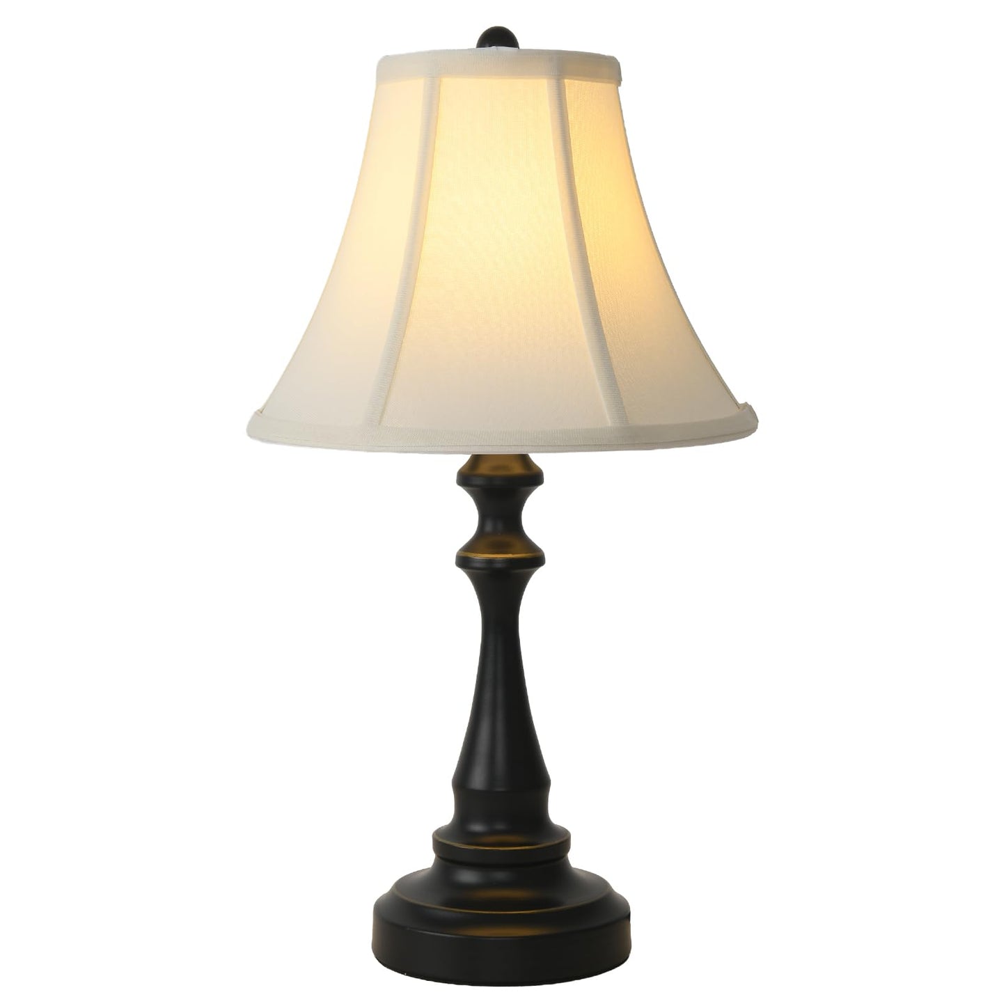 Smeike Traditional Table Lamp, Vintage Desk Lamp for Living Room with Fabric Shade, Farmhouse Bedside Lamp Black Finish for Bedroom Nightstand Office Hotel (Pack-01)