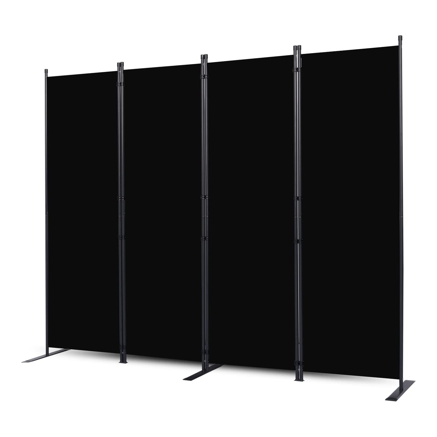 CHOSENM Room Divider, 4 Panel Folding Privacy Screens with Wider Feet, 6 Ft Portable Room Partition for Room Separator, Room Divider Panel 88" W X 71" H, Partition Room Dividers Freestanding,Black