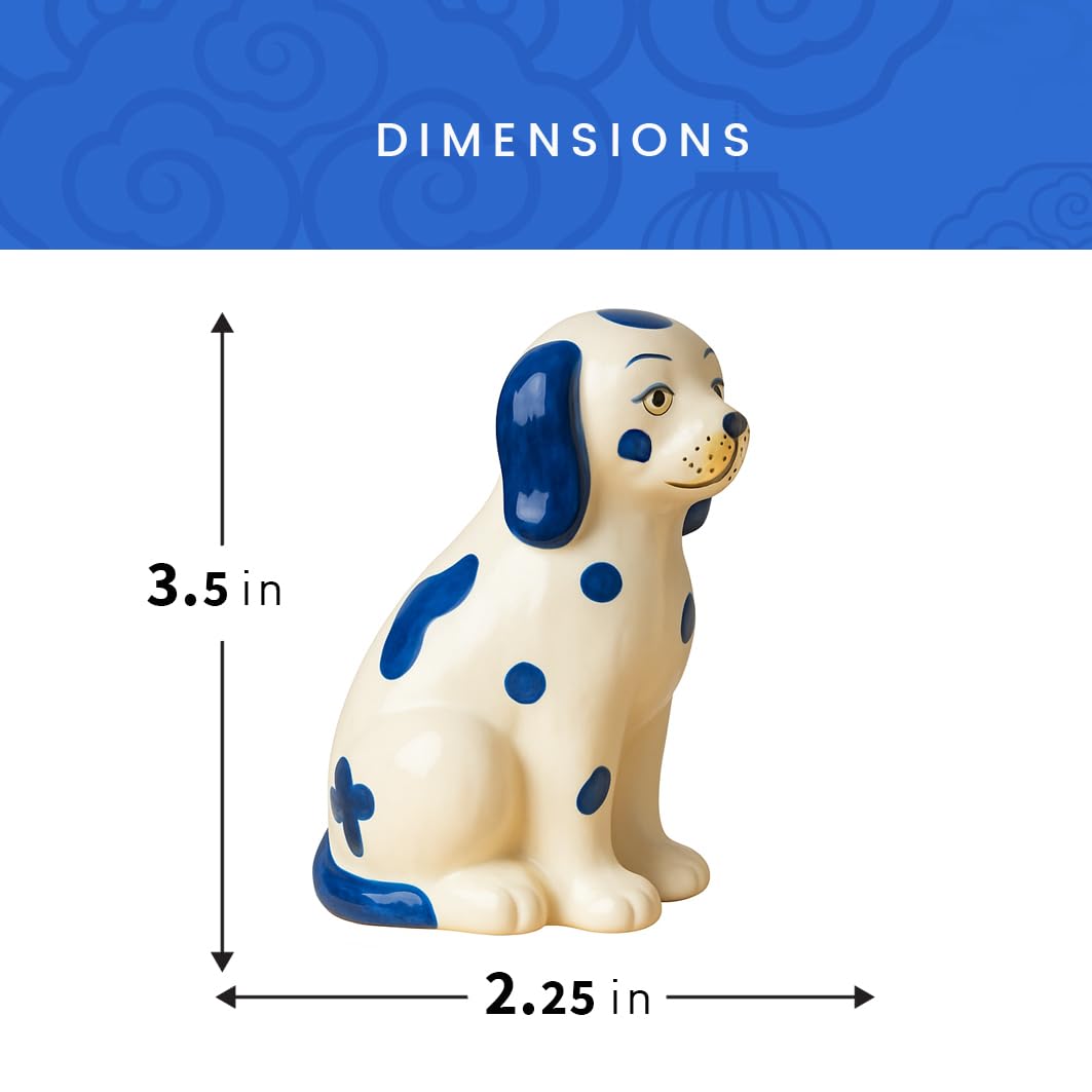 Staffordshire Dogs Chinoiserie Decor Blue Decorative Salt Pepper Shakers Set - Hand-Painted Ceramic