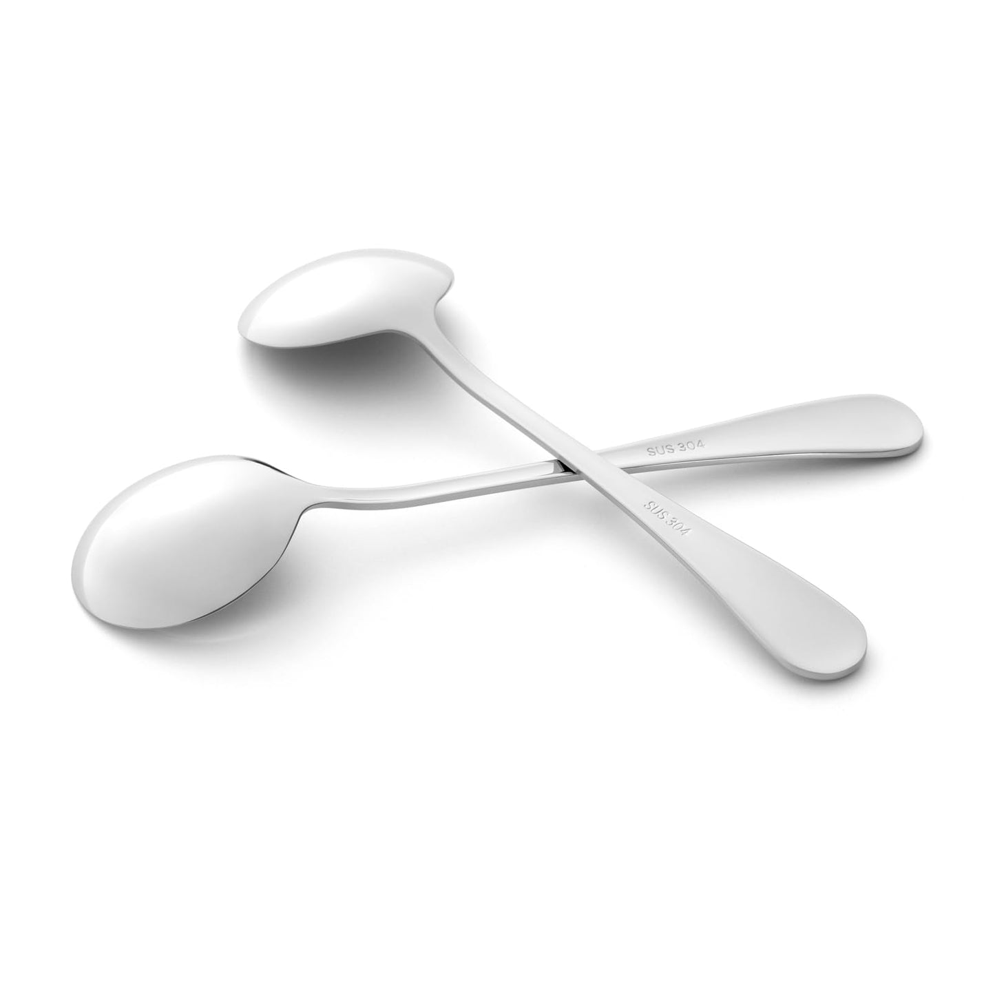 ATHBEDA Premium 7.28" Soup Spoons Stainless Steel Round Spoons Set, 18/8 stainless steel (SUS304), Perfect for Soup, Ice Cream, Cereal, Gumbo, Chowder, Set of 8, Dishwasher Safe