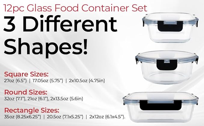 Magic Mill Premium Borosilicate Glass Food Storage Containers