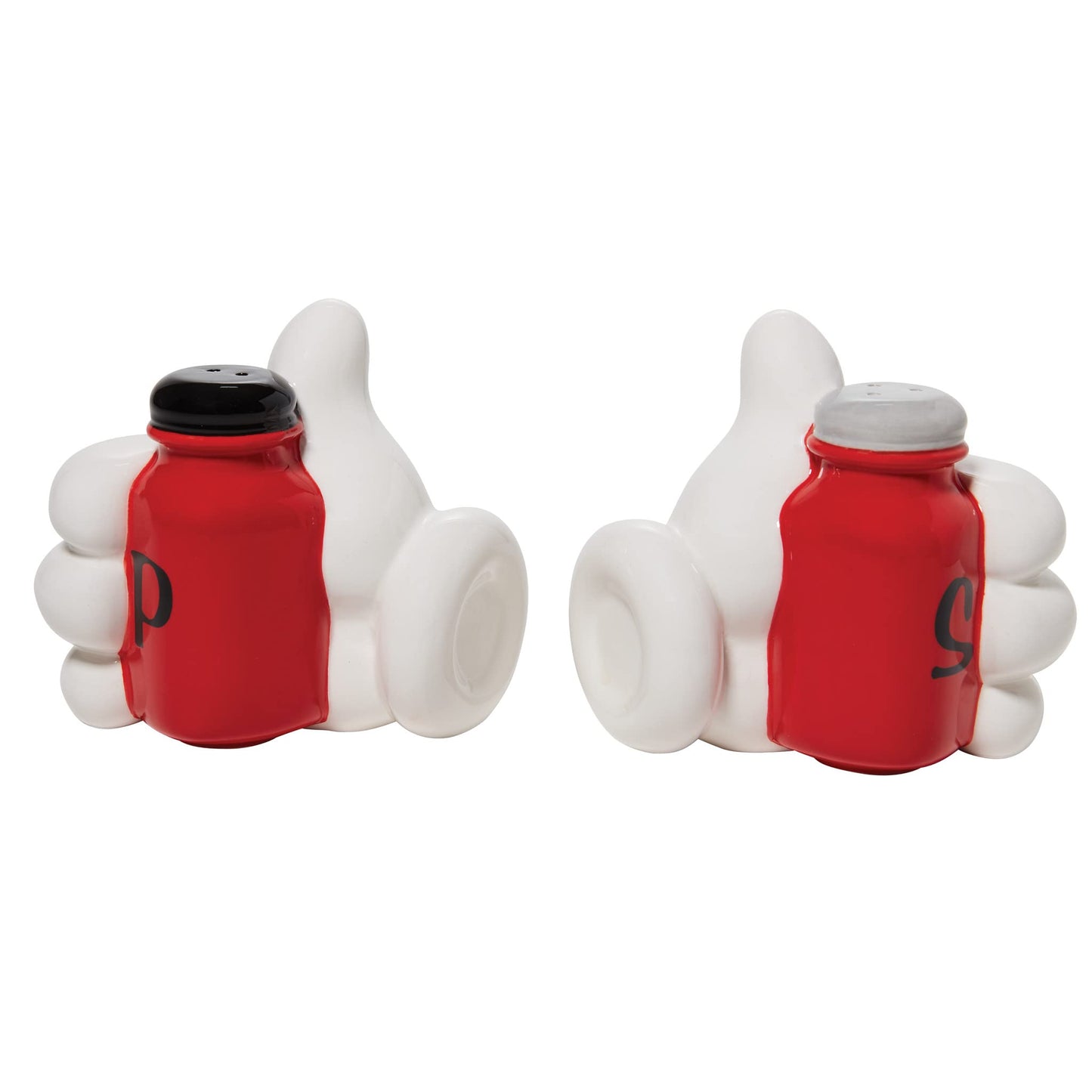 Enesco Disney Ceramics Mickey Mouse Hands Sculpted Salt and Pepper Shaker Set, 3.54 Inch, Multicolor