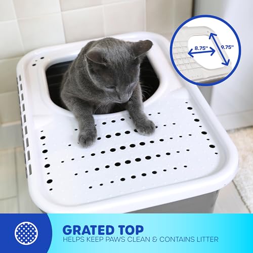 Petmate Enclosed Cat Litter Boxes - Top Entry Cat Litter Box Enclosure with Filter Lid, Made in USA