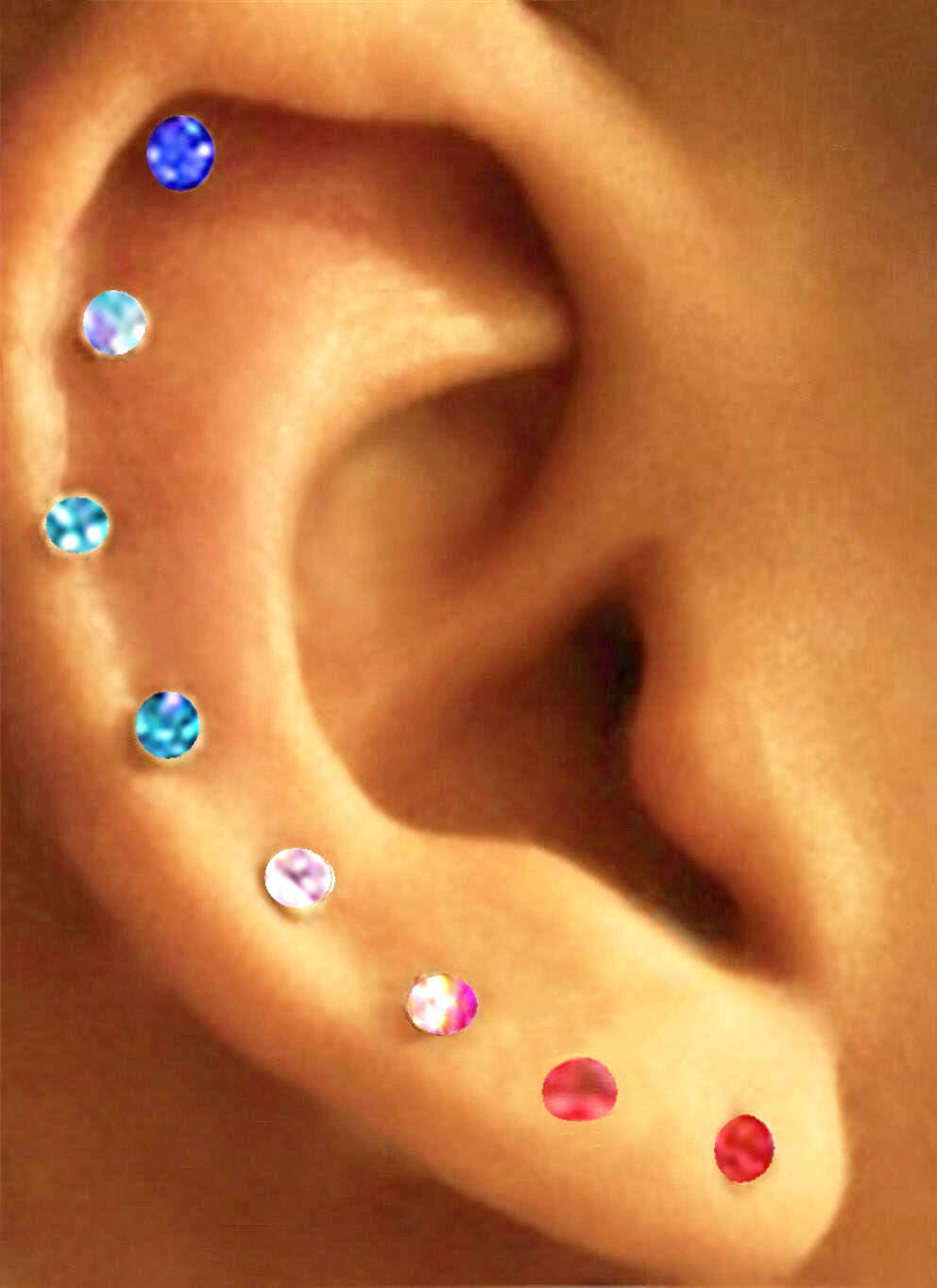 Set of 36 or 72 1/8 Crystal Stud Hypoallergenic Earrings; 18 or 36 Pairs on Plastic Posts