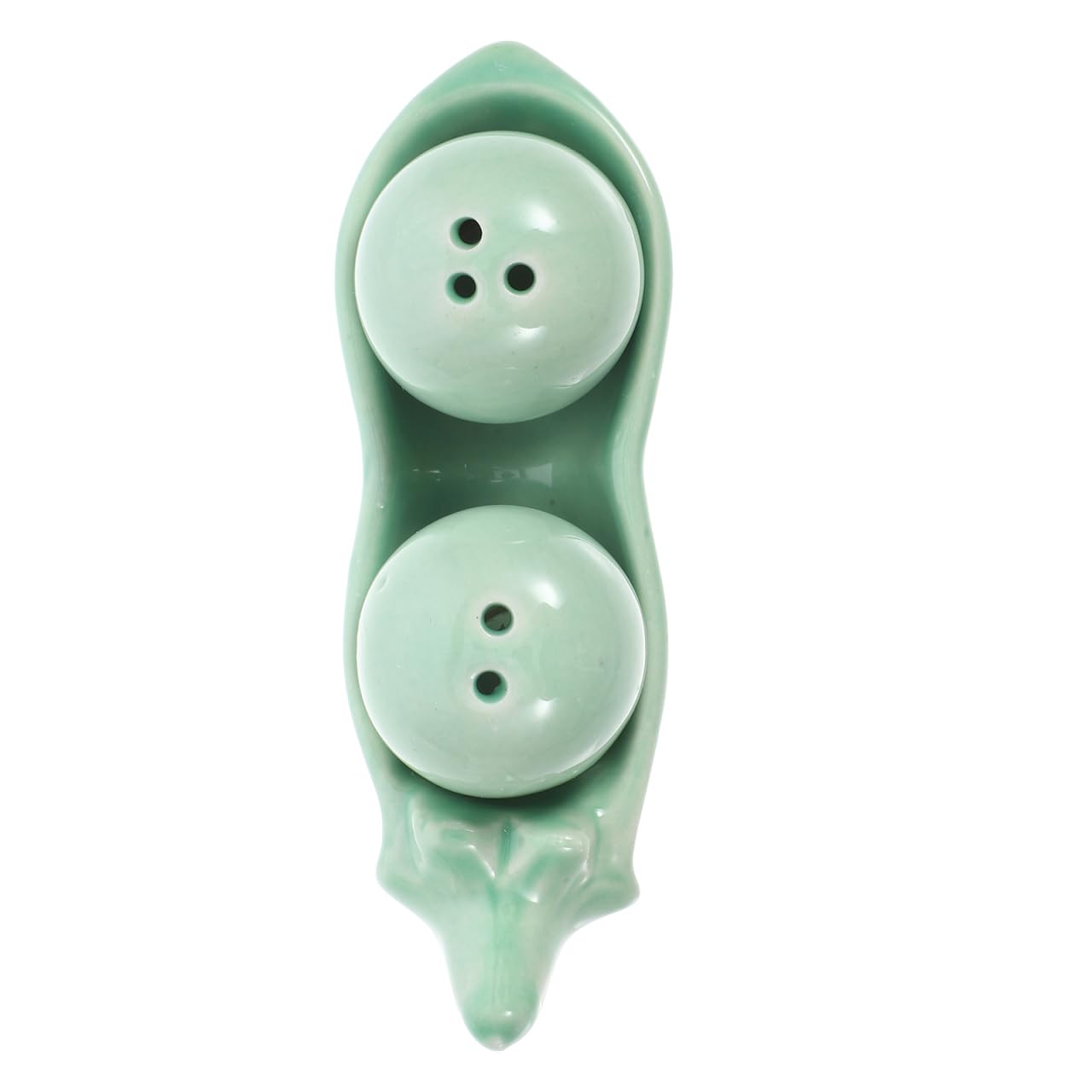 Amosfun Pea Shape Salt Pepper Shakers Set with Tray - Compact Ceramic Seasoning Dispenser Small Spice Jars for Kitchen Dining Table Decor Easy Clean