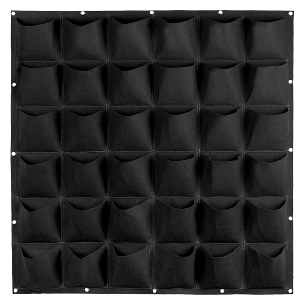 WFIST Vertical Hanging Planter Bag, Breathable Felt Wall Garden Planter with Metal Grommets, Indoor/Outdoor Space-Saving Herb & Flower Growing Pouch (36-Pocket)