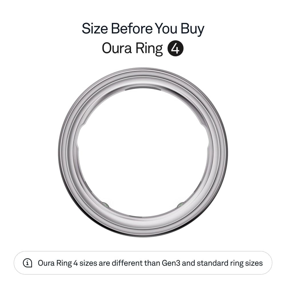 Oura Ring 4 - Silver - Size 8 - Smart Ring | Size First with Oura Ring 4 Sizing Kit | Sleep Tracking Wearable - Heart Rate - Fitness Tracker - Up to 8 Days Battery Life