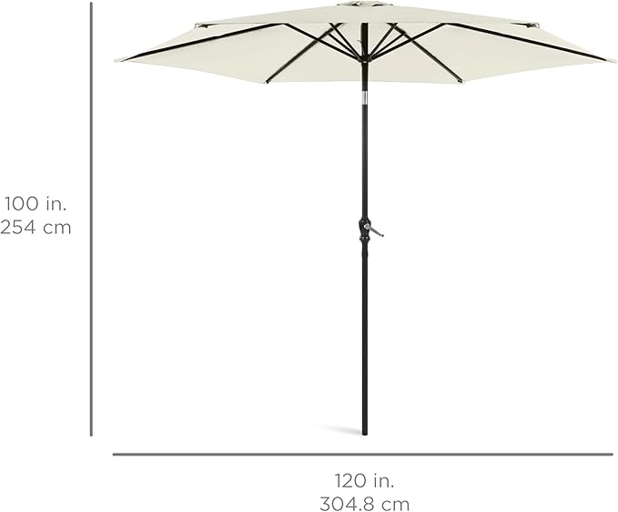 Best Choice Products 10ft Outdoor Table Compatible Steel Polyester Market Patio Umbrella w/Crank and Easy Push Button Tilt