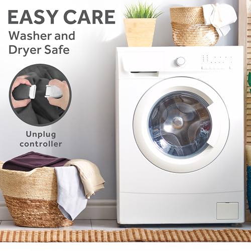 Sunbeam Royal Ultra Fleece Heated Electric Blanket King Size, 90" x 100", 12 Heat Settings, 12-Hour Auto Shut-Off, Machine Washable, Pebble Beige