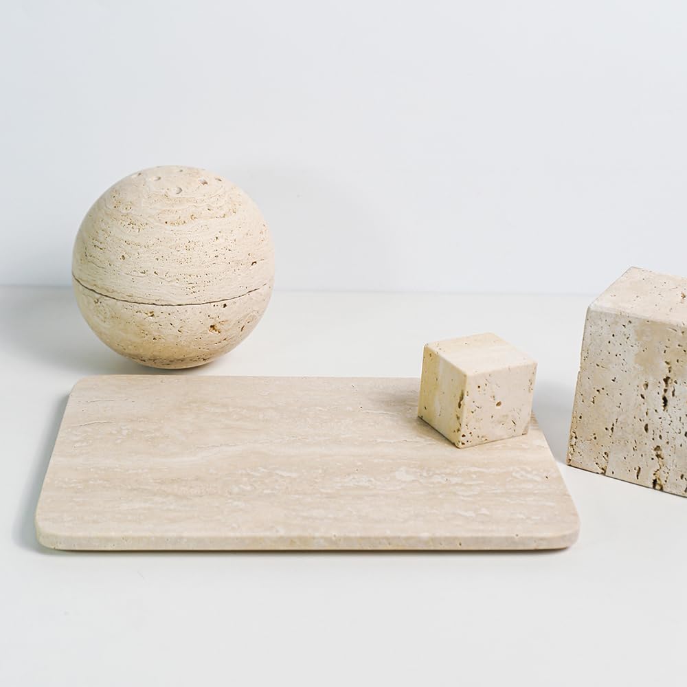 100% Natural Travertine Spherical Incense Burner, Manual Incense Burner Holder, Ideal for Smudging, Handmade Stone Incense Burning for Ritual Purpose Home Decor
