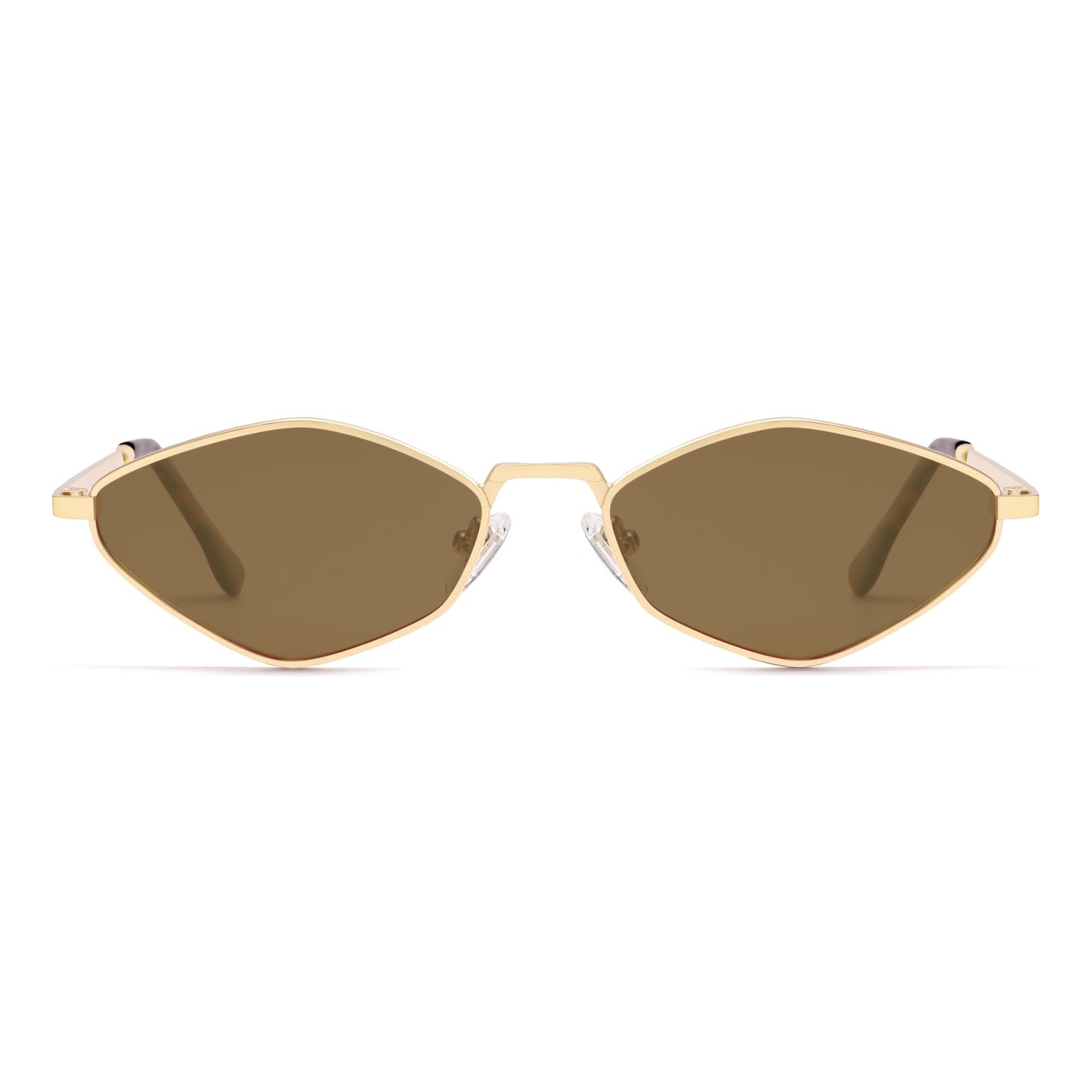 SOJOS Retro Small Polarized Sunglasses Womens Mens Vintage Narrow Irregular Shades UV400 SJ1233 with Gold/Brown Lens