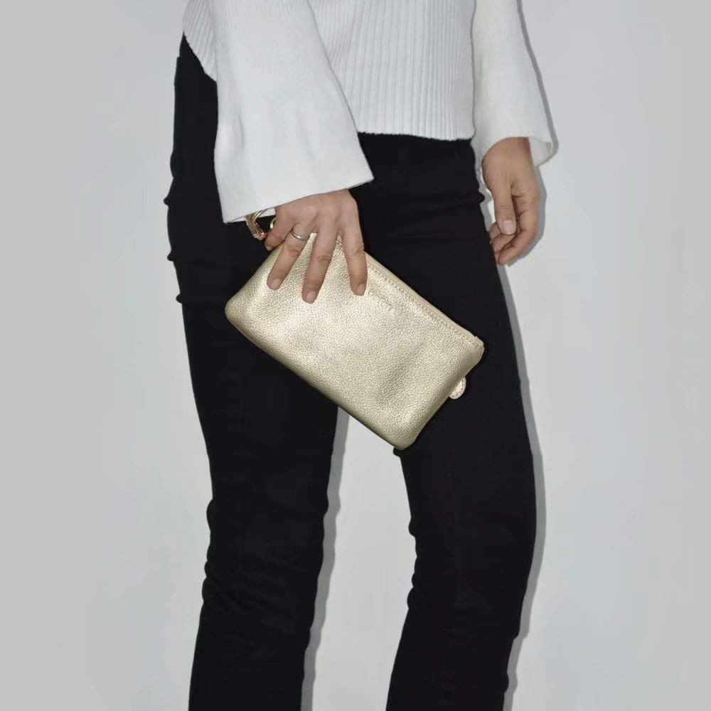 befen 100% Genuine Leather Clutch bags for women,【Small】 Real Leather Ladies Wristlet Purse with Detachable Wrist Strap & Zip Closure for Evening,Holiday, Fit Phone 8 Plus or Phone Less 6.5 Inch