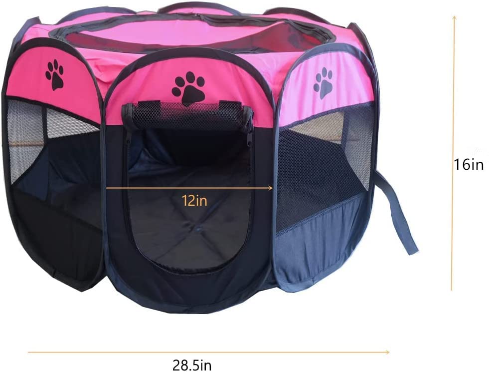Dotala PET Portable Foldable Pet Dog Cat Playpen Crates Kennel/Premium 600D Oxford Cloth,Removable Zipper Top, Indoor and Outdoor Use (Rose)