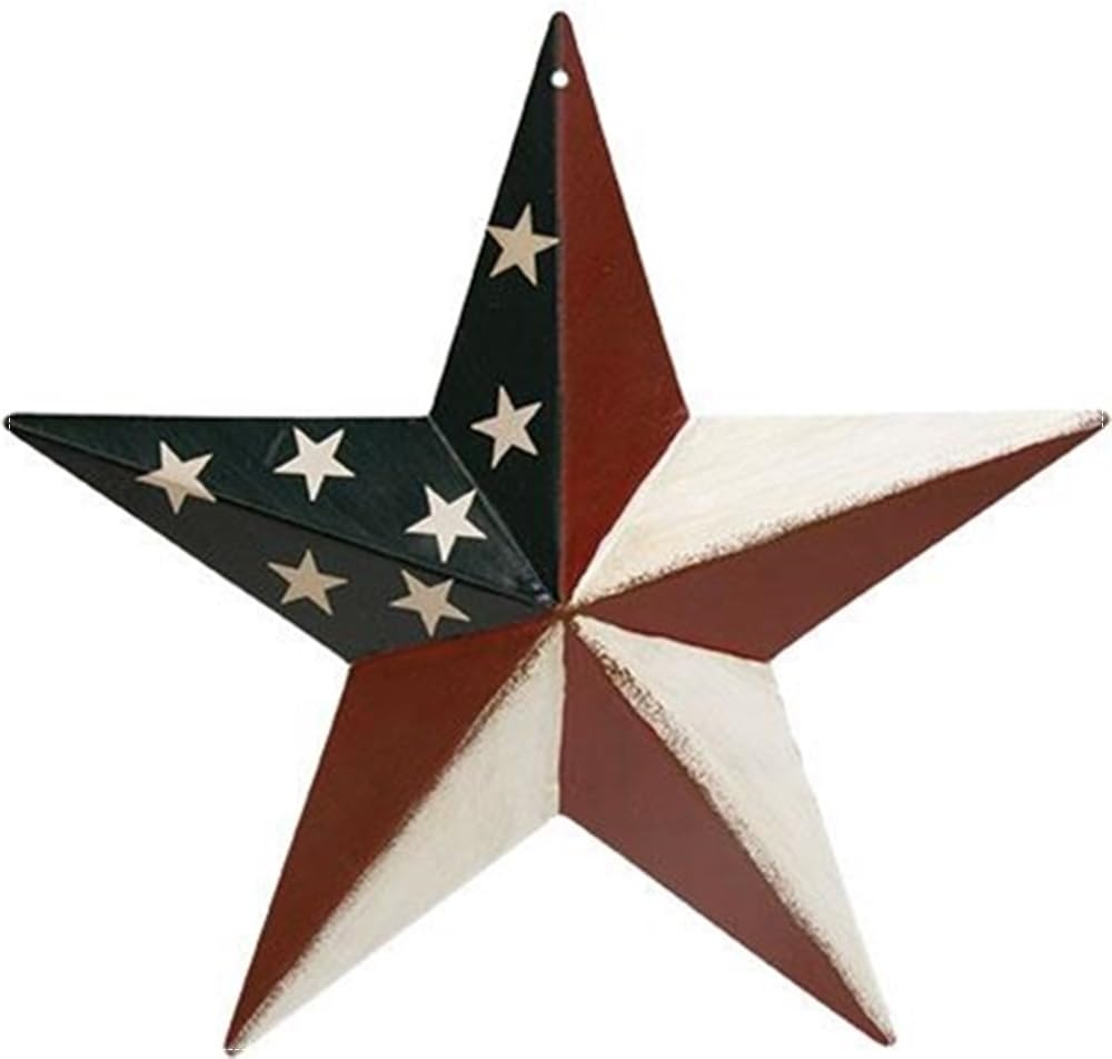 HAPPY DEALS ~ Patriotic Barn Star Set | 8 inch - 3 Pc Set | Red White and Blue Americana Metal 3D Wall Decor