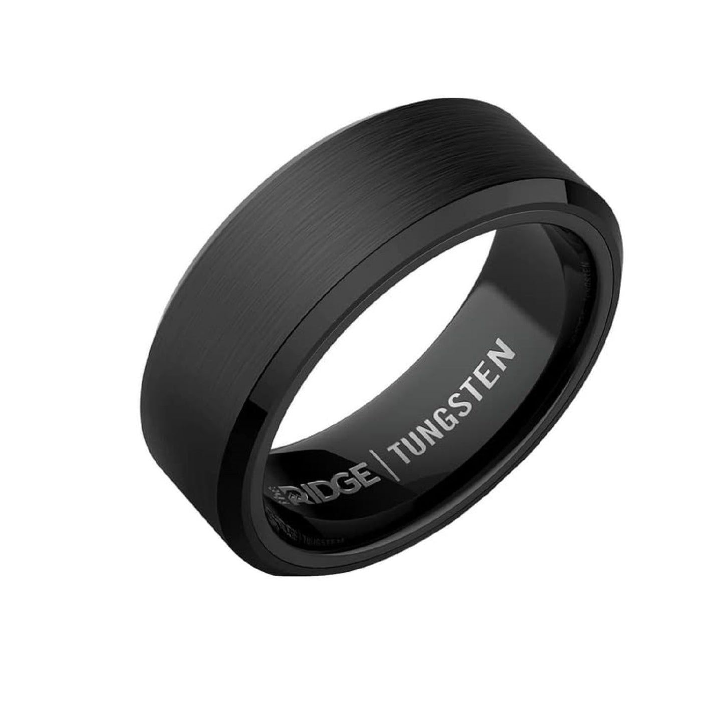 The Ridge Royal Black Beveled Ring Comfort Fit Wedding Band - 7.5