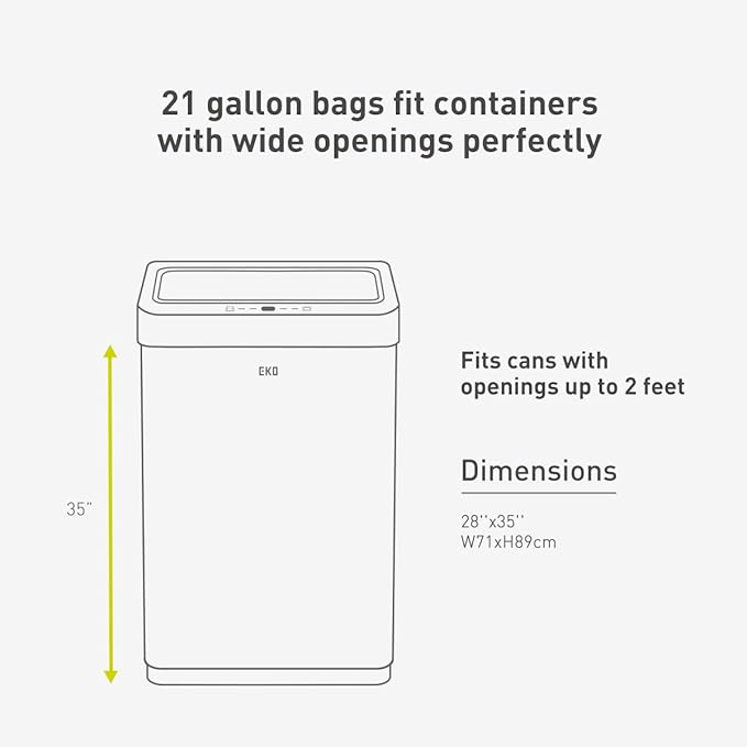 EKO 21 Gallon / 50-90 Liter, Extra-Strong Unscented Garbage Bags, Easy-Dispense