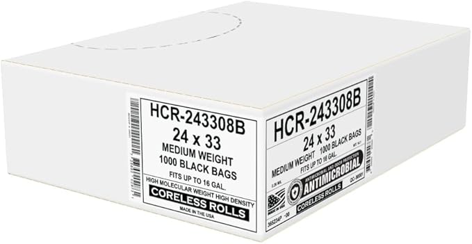 Aluf Plastics High Density Trash Bags, 16 Gallon, 8 Micron,