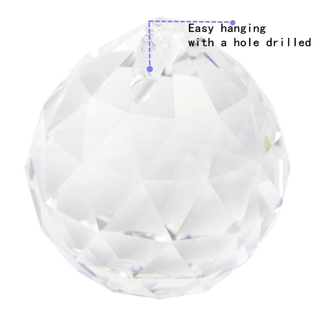 40mm Clear Crystal Ball Prisms Pendant Feng Shui Suncatcher Decorating Hanging Faceted Prism Balls