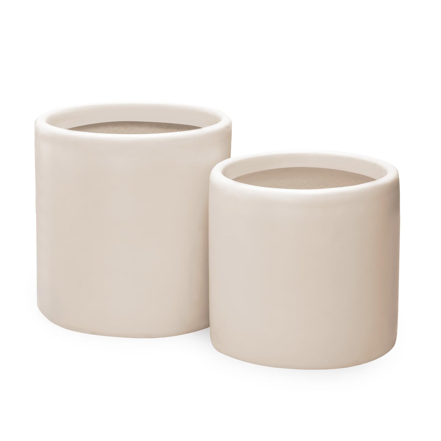 DEPLA LANE Lumero Fiberstone Cylinder Planter (14.0" Pot Opening x 15.7" D x 15.7" H) Smooth Finishes, Lightweight, Durable, UV Resistant, Minimalist Decor, Indoor Outdoor Plant Pot (XL, Cream White)