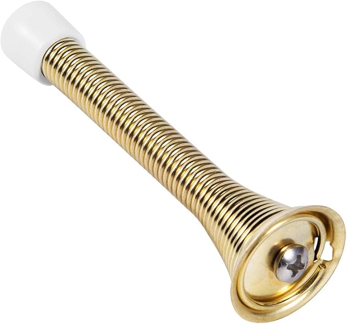 KISEER 24 Pack Spring Door Stops 3 1/4 Inch Flexible Heavy Duty Spring Door Stopper with RustProof Screw Rubber Bumper Tips (Gold)