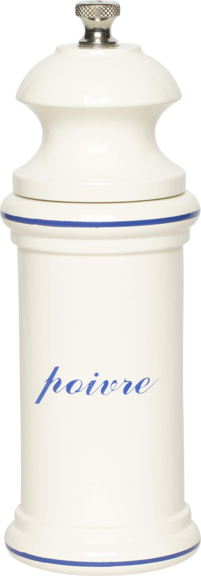 Fletchers' Mill Provencal Pepper Mill, White with Blue "Poivre" - 6 inch