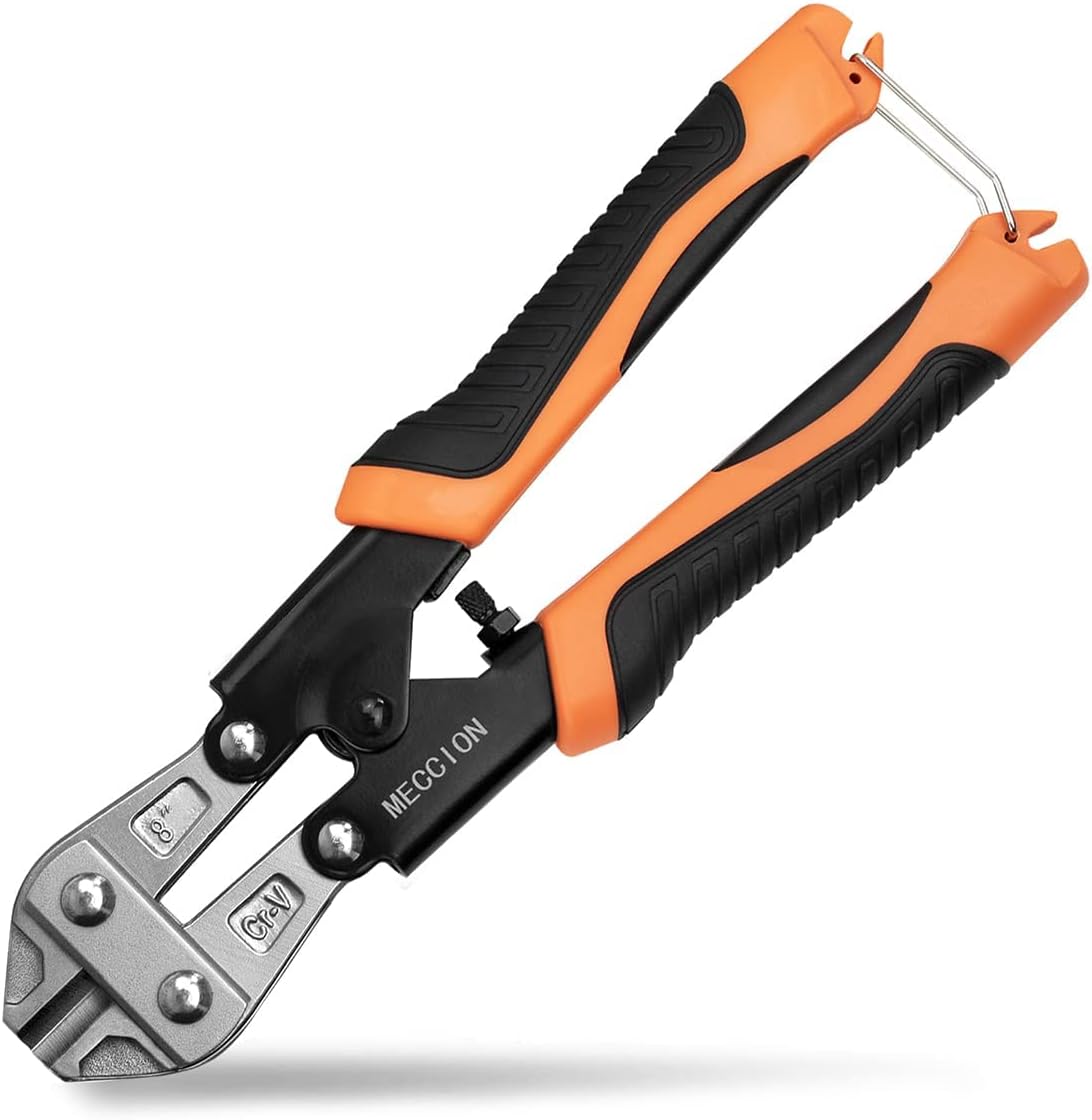 Bolt Cutter, Meccion Heay Duty 8" CR-V Mini Bolt and Wire Cutter, Cable, Chain, Spring Snips Clippers with Comfortable Soft Rubber Grip