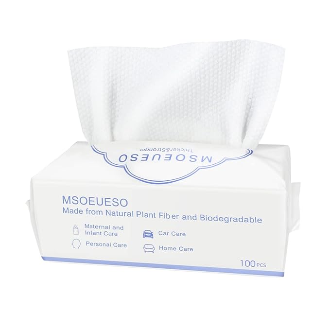 Disposable Face Towel, MSOEUESO Cotton Facial Tissues, Dry Face Cloths