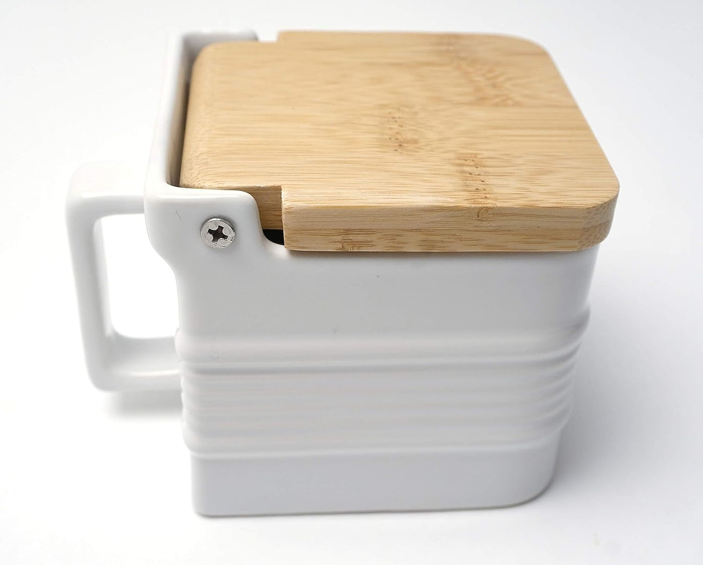 RSVP International White Stoneware Kitchen Collection, Salt Box, 4.5x3.25x3.5"