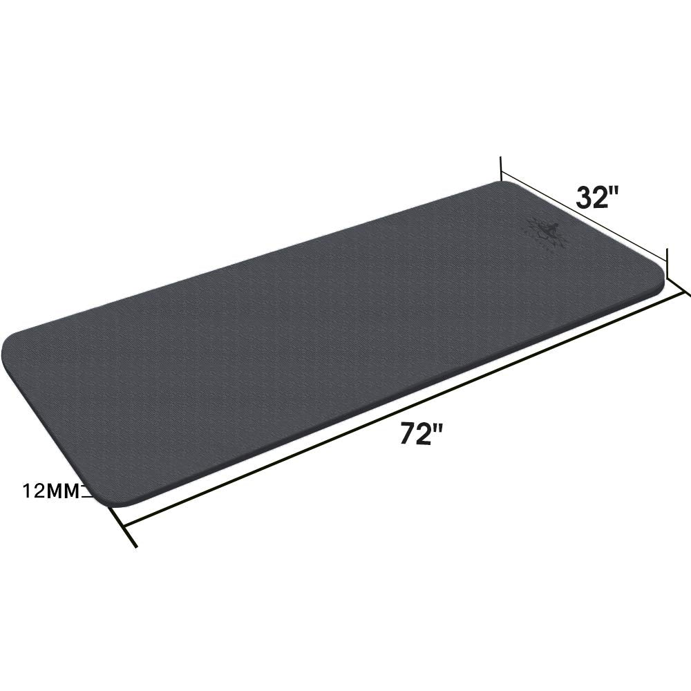 Hatha Yoga Extra Thick TPE Yoga Mat - 72"x 32" Thickness 1/2 Inch -Eco Friendly SGS Certified - With High Density Anti-Tear Exercise Bolster For Home Gym Travel & Floor Outside