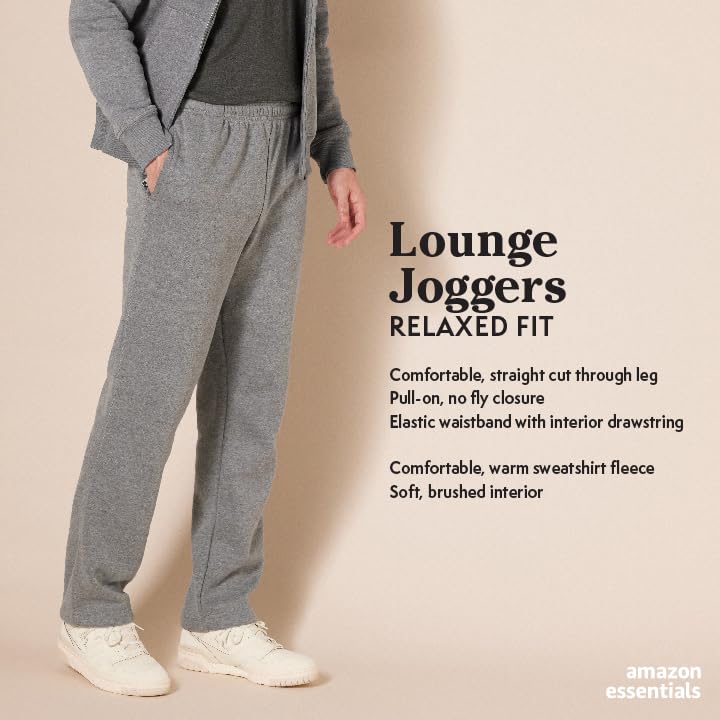 Amazon Essentials Men's Fleece Open Bottom Sweatpant (Available in Big and Tall), Black, M