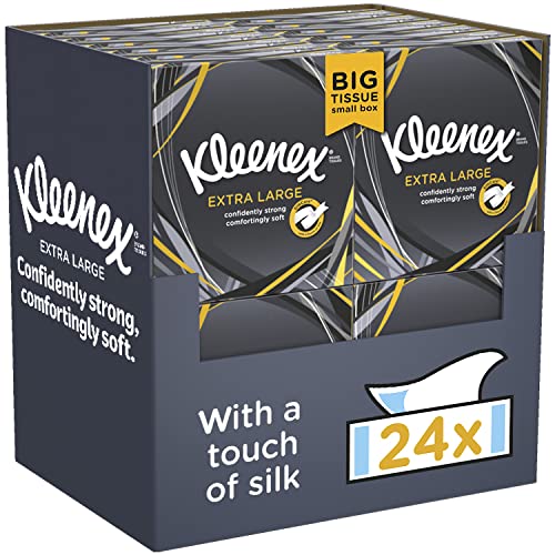 Kleenex Extra Large Soft Facial Tissues, 24 Compact Tissue Boxes, 1056 Tissues (24 boxes) - 100% Recyclable Packaging